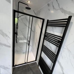 radiator black shower marble panel