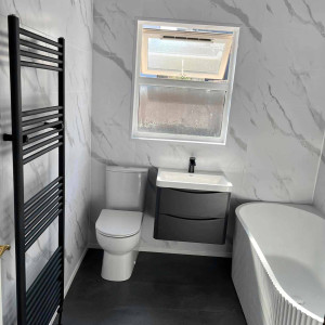 marble wall panels white and black radiator
