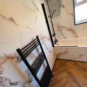 black radiator and bath shower