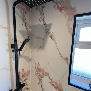 wall panels light colours black shower